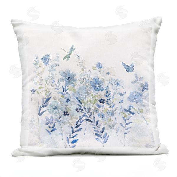 Stupell Industries Sally Swatland | Blue Wildflower Meadow Nature Printed Throw Pillow