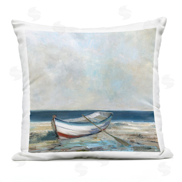 Stupell Industries Sally Swatland | Boat & Oar On Shore Printed Throw Pillow