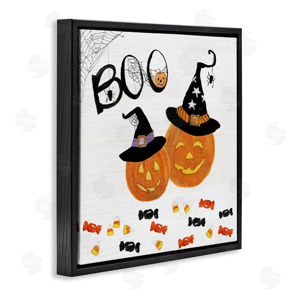 Stupell Industries Sally Swatland | Boo Phrase With Orange Pumpkins Witch Hats Wall Art