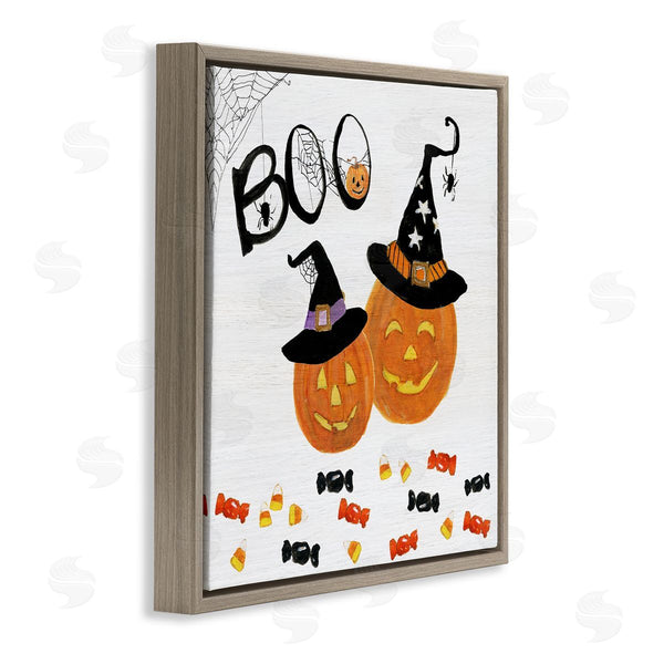 Stupell Industries Sally Swatland | Boo Phrase With Orange Pumpkins Witch Hats Wall Art