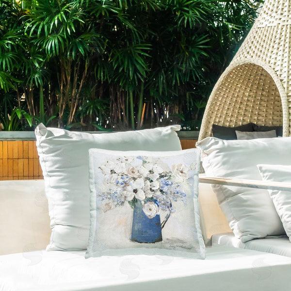 Stupell Industries Sally Swatland | Bouquet In Blue Country Vase Printed Throw Pillow