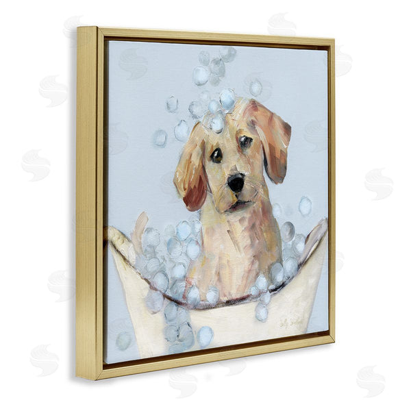 Stupell Industries Sally Swatland | Bubble Bath Lab Puppy