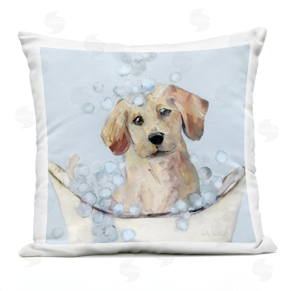 Stupell Industries Sally Swatland | Bubble Bath Lab Puppy Printed Throw Pillow