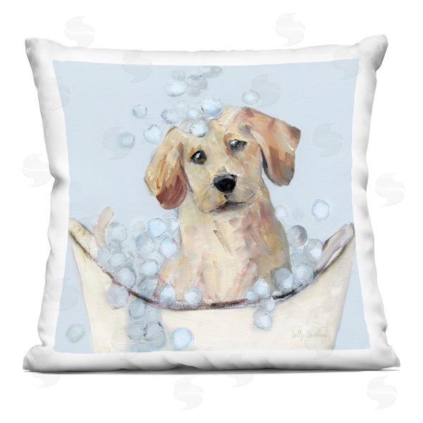 stupell industries Sally Swatland | Bubble Bath Lab Puppy Printed Throw Pillow