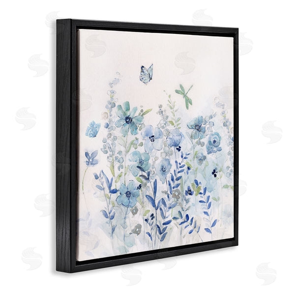 Stupell Industries Sally Swatland | Butterfly Fluttering Blue Flowers Wall Art