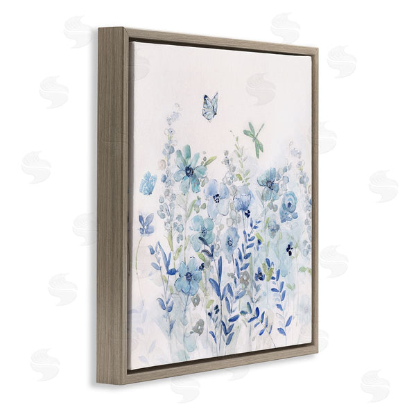 Stupell Industries Sally Swatland | Butterfly Fluttering Blue Flowers Wall Art