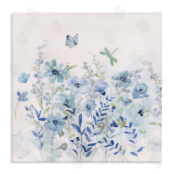 stupell industries Sally Swatland | Butterfly Fluttering Blue Flowers Wall Art