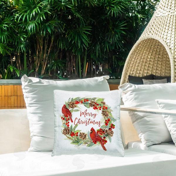 Stupell Industries Sally Swatland | Cardinals & Merry Christmas Printed Throw Pillow