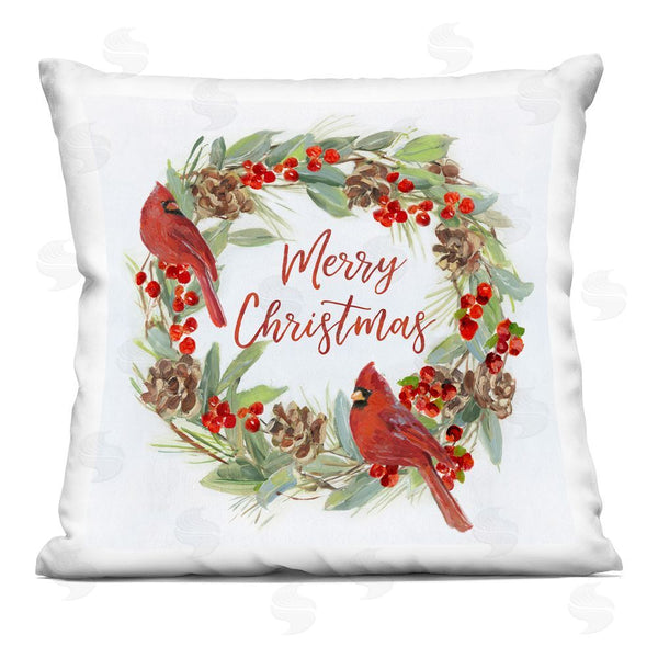 stupell industries Sally Swatland | Cardinals & Merry Christmas Printed Throw Pillow