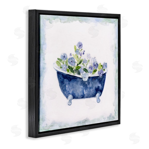 Stupell Industries Sally Swatland | Charming Blue Bathtub Florals Wall Art