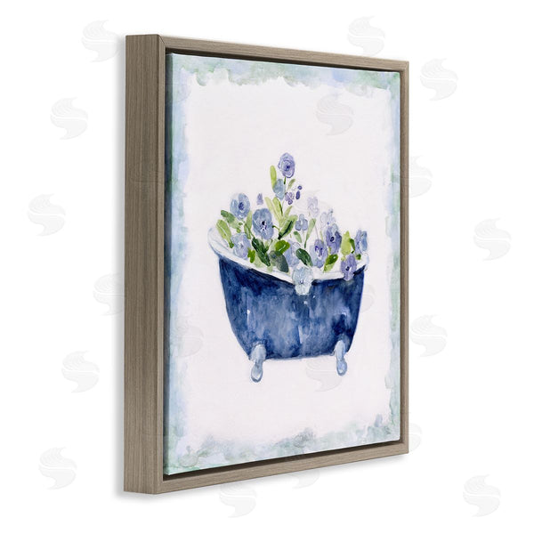 Stupell Industries Sally Swatland | Charming Blue Bathtub Florals Wall Art