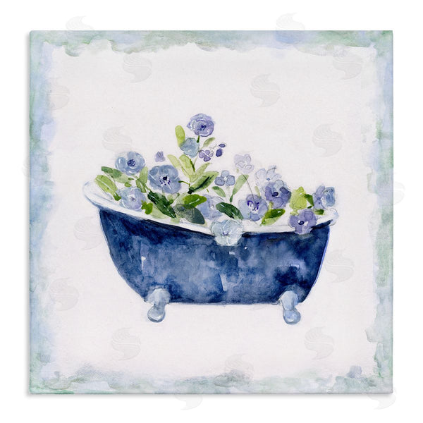 stupell industries Sally Swatland | Charming Blue Bathtub Florals Wall Art