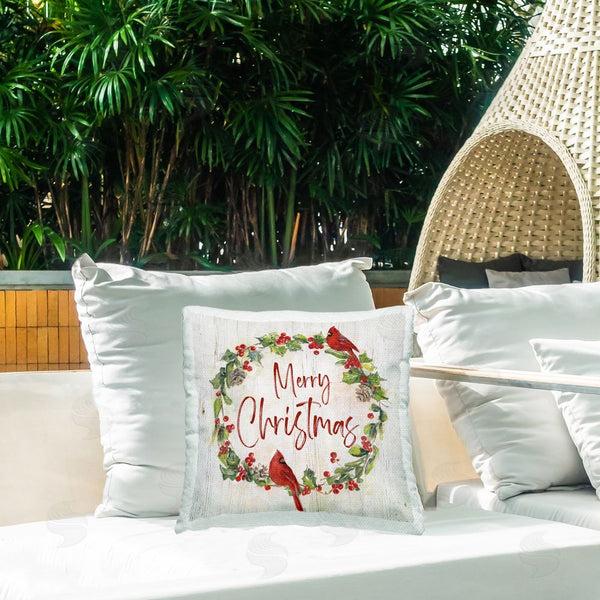 Stupell Industries Sally Swatland | Christmas Seasonal Wreath Printed Throw Pillow