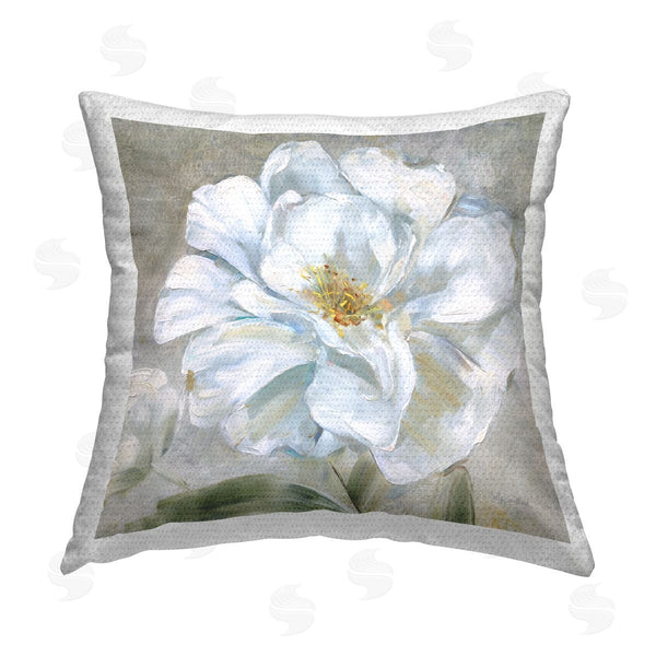 Stupell Industries Sally Swatland | Close Up White Bloom Printed Throw Pillow