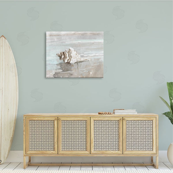 Stupell Industries Sally Swatland | Conch Resting On Quiet Shore Animal Sea Life Wall Art
