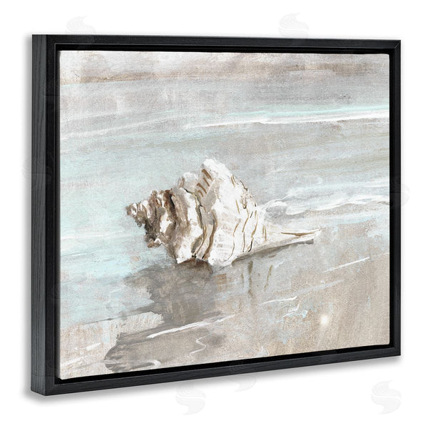 Stupell Industries Sally Swatland | Conch Resting On Quiet Shore Animal Sea Life Wall Art