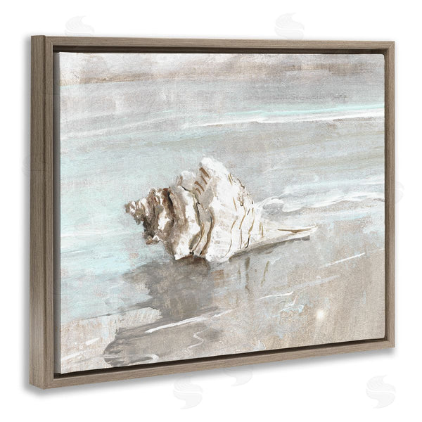 Stupell Industries Sally Swatland | Conch Resting On Quiet Shore Animal Sea Life Wall Art