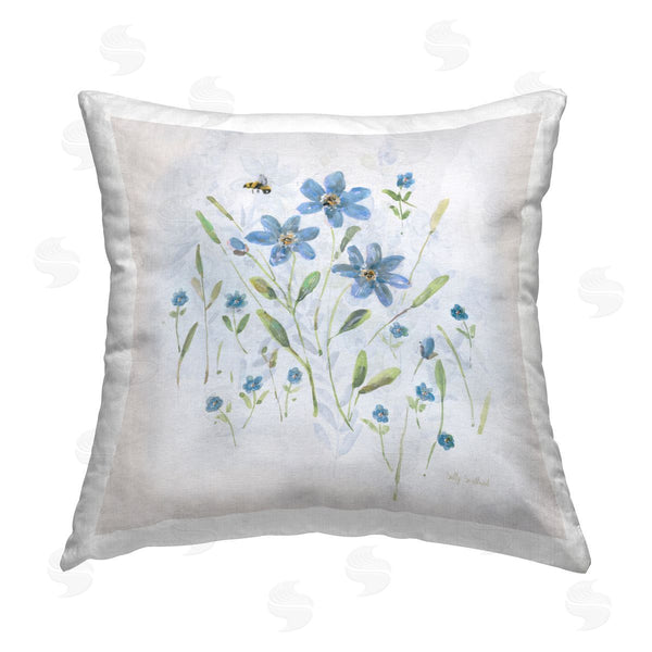 stupell industries Sally Swatland | Cottage Bee & Flowers Printed Throw Pillow