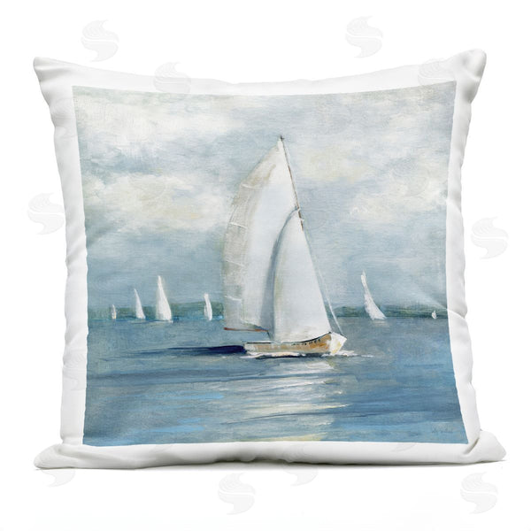 Stupell Industries Sally Swatland | Cruising Sailboat Seascape Printed Throw Pillow