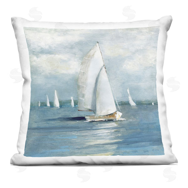 stupell industries Sally Swatland | Cruising Sailboat Seascape Printed Throw Pillow