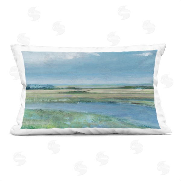 stupell industries Sally Swatland | Curving River Bend Landscape Printed Throw Pillow