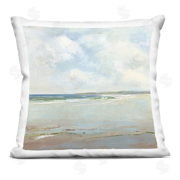 stupell industries Sally Swatland | Distant Beach Shoreline with Clouds Printed Throw Pillow
