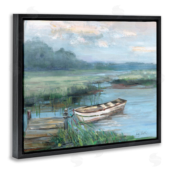 Stupell Industries Sally Swatland | Docked Rowboat At Lake's Edge