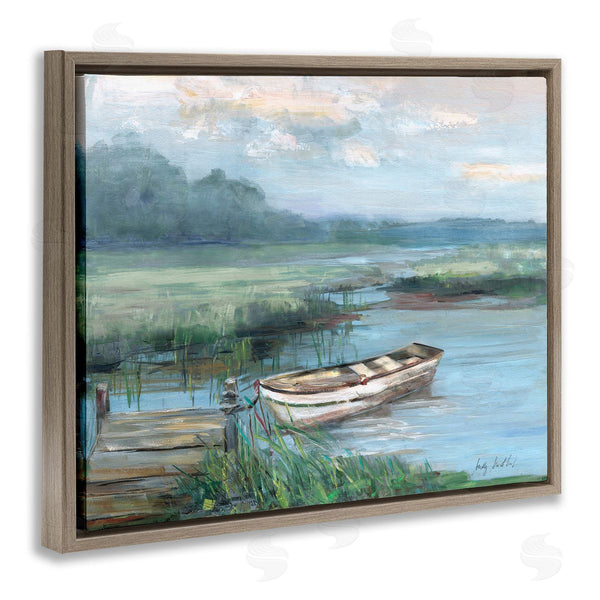 Stupell Industries Sally Swatland | Docked Rowboat At Lake's Edge
