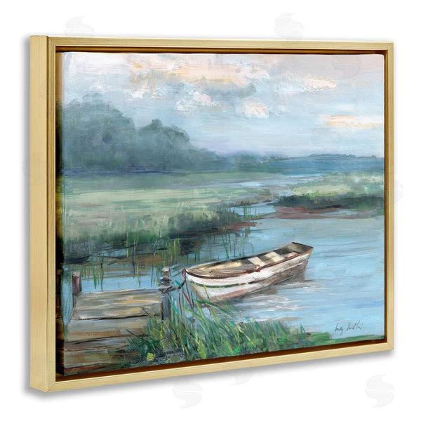 Stupell Industries Sally Swatland | Docked Rowboat At Lake's Edge