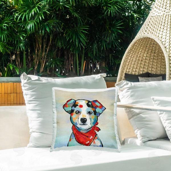 Stupell Industries Sally Swatland | Dog Portrait With Red Bandana Printed Throw Pillow