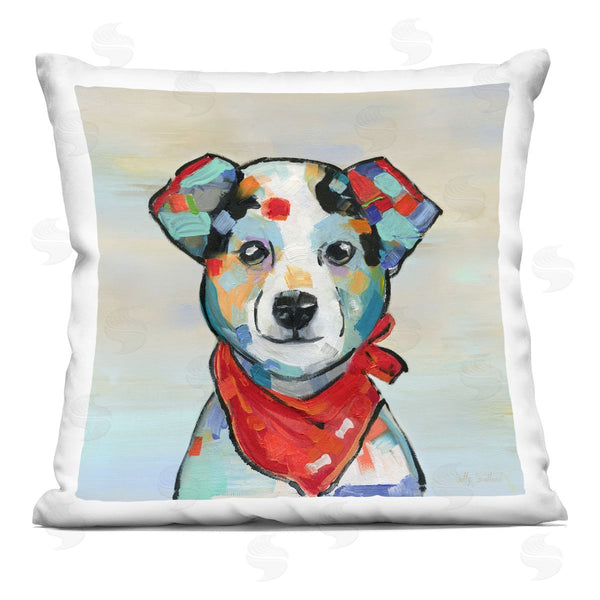 stupell industries Sally Swatland | Dog Portrait with Red Bandana Printed Throw Pillow
