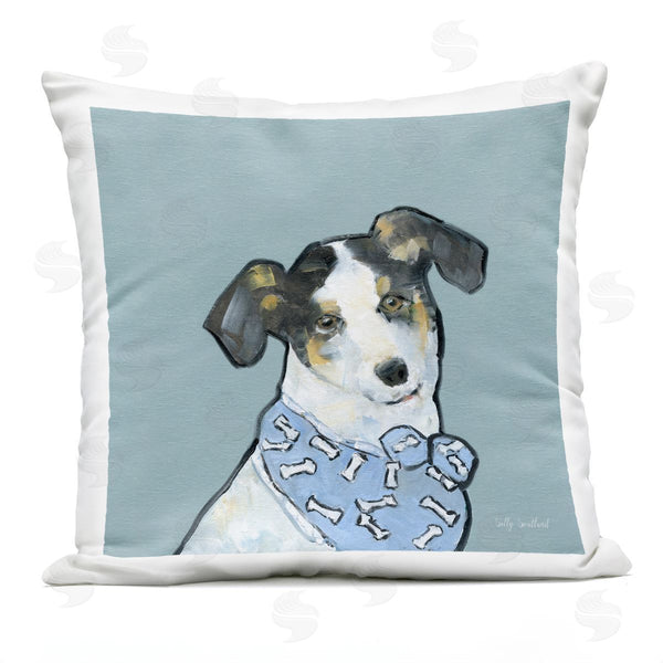 Stupell Industries Sally Swatland | Dog With Bone Bandana Printed Throw Pillow