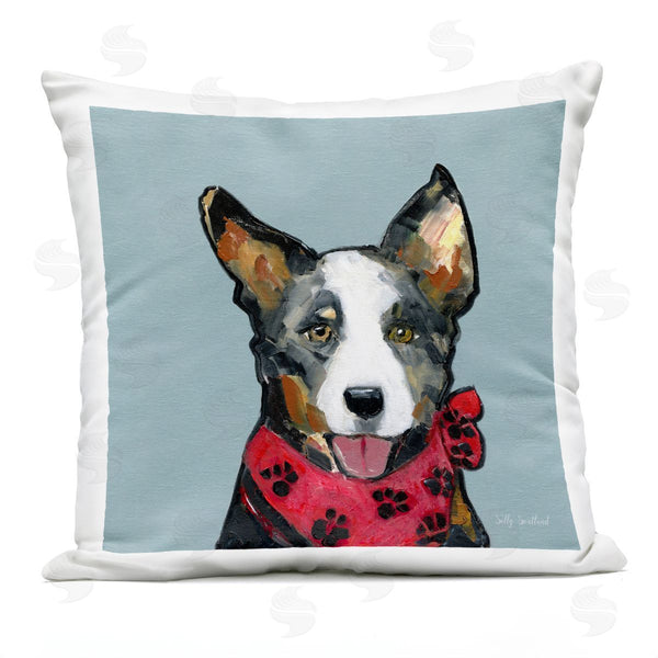 Stupell Industries Sally Swatland | Dog With Paw Bandana Printed Throw Pillow