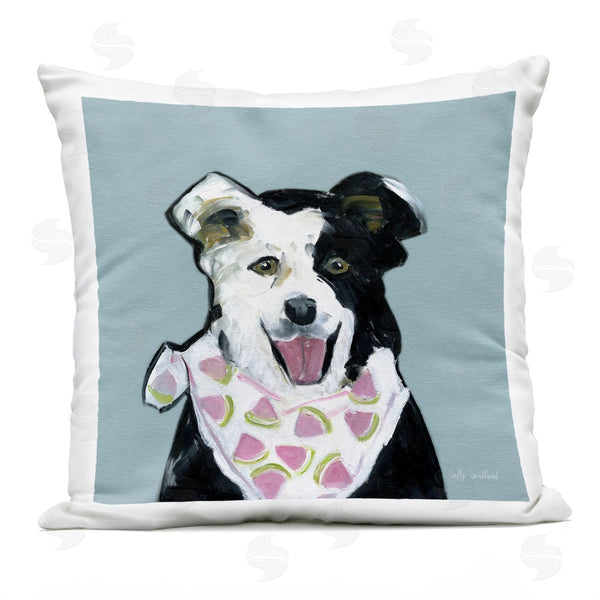 Stupell Industries Sally Swatland | Dog With Watermelon Bandana Printed Throw Pillow