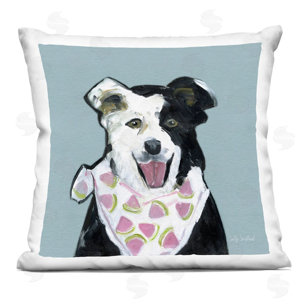 stupell industries Sally Swatland | Dog with Watermelon Bandana Printed Throw Pillow