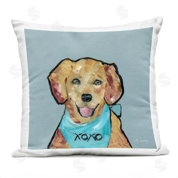 Stupell Industries Sally Swatland | Dog With XOXO Bandana Printed Throw Pillow