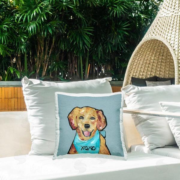 Stupell Industries Sally Swatland | Dog With XOXO Bandana Printed Throw Pillow
