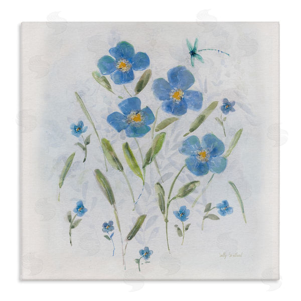 stupell industries Sally Swatland | Dragonfly & Blue Florals Wall Art