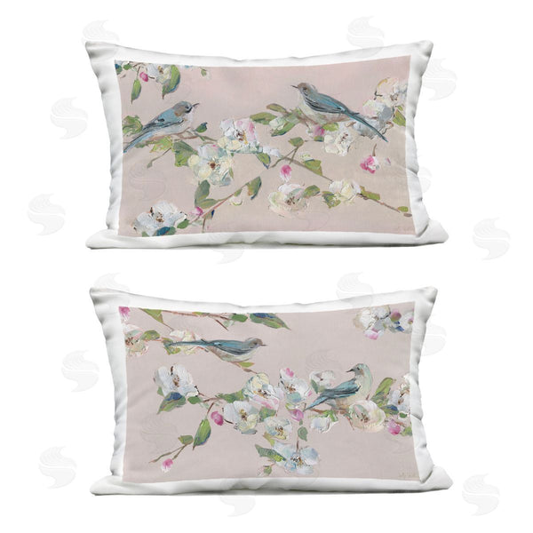 Stupell Industries Sally Swatland | Expressive Flower View With Birds Printed Throw Pillow Set