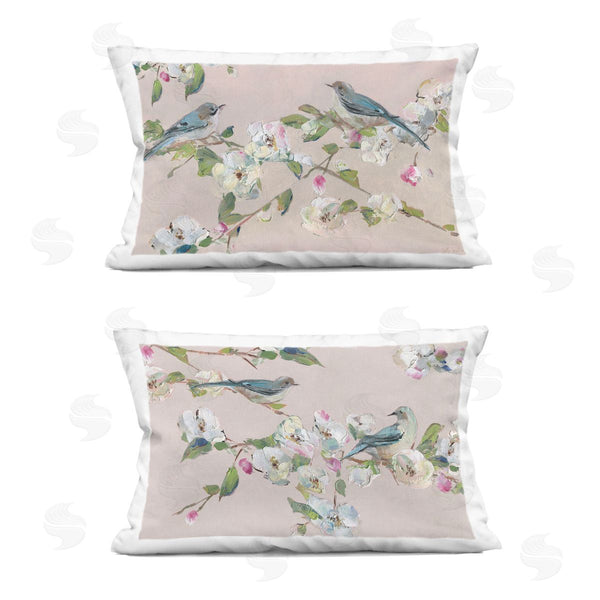 stupell industries Sally Swatland | Expressive Flower View with Birds Printed Throw Pillow Set