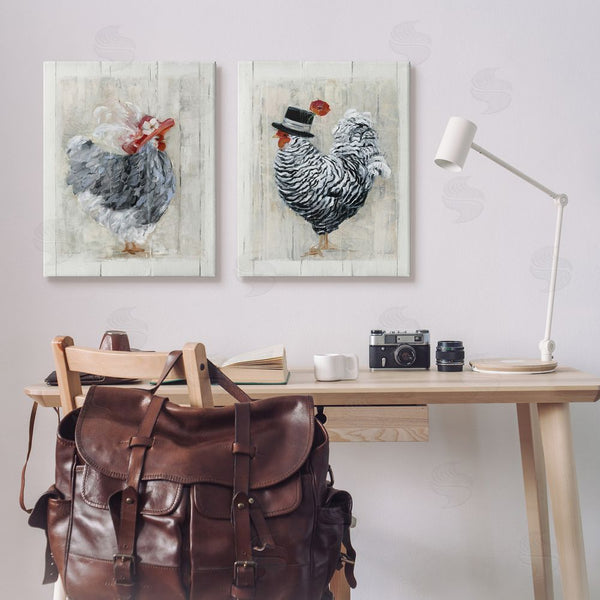 Stupell Industries Sally Swatland | Farm Rooster And Hen Vintage Birds Brim Hats Wall Art