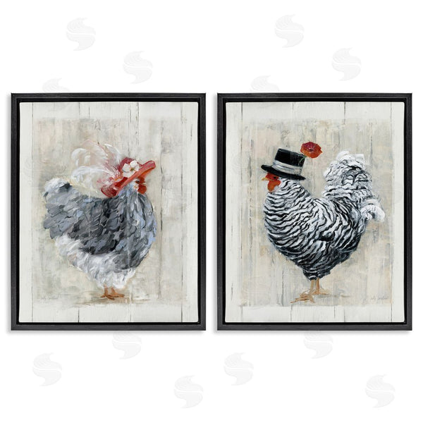 Stupell Industries Sally Swatland | Farm Rooster And Hen Vintage Birds Brim Hats Wall Art