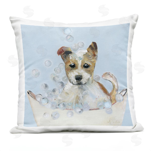 Stupell Industries Sally Swatland | Fun Bubbles Puppy Bath Printed Throw Pillow