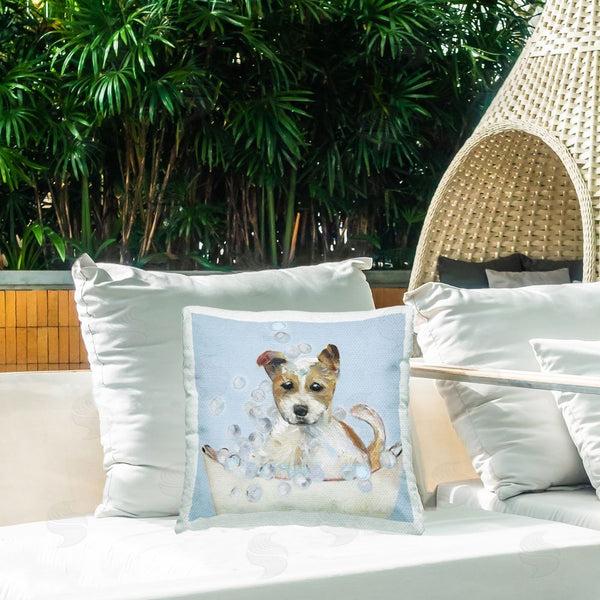 Stupell Industries Sally Swatland | Fun Bubbles Puppy Bath Printed Throw Pillow