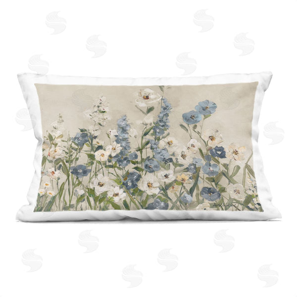 stupell industries Sally Swatland | Garden Blossoms in Blue & White Printed Throw Pillow