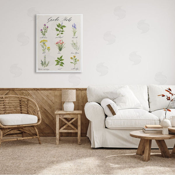 Stupell Industries Sally Swatland | Garden Herb Illustrated Chart Natural Kitchen Seasoning Wall Art