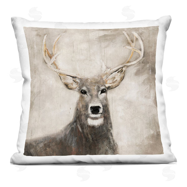stupell industries Sally Swatland | Gazing Deer in Neutrals Printed Throw Pillow