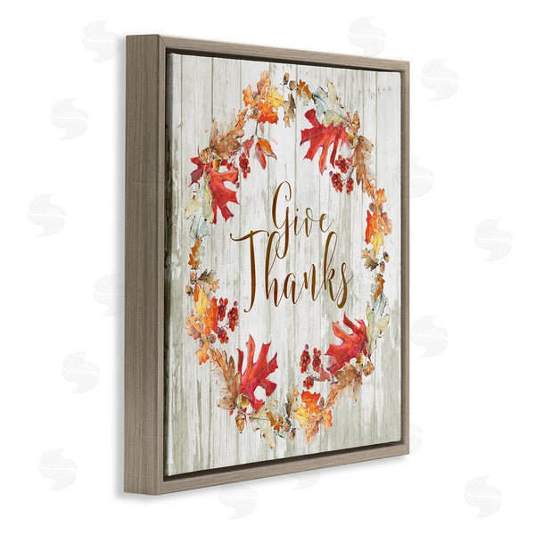 Stupell Industries Sally Swatland | Give Thanks Autumnal Wreath Wall Art