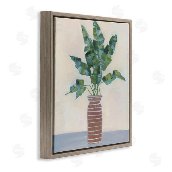 Stupell Industries Sally Swatland | Green Palm Plant Brown Vase Still Life Painting Wall Art