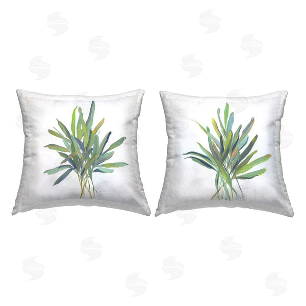 stupell industries Sally Swatland | Green Plant Fronds Printed Throw Pillow Set
